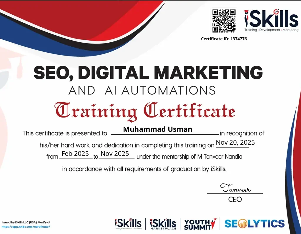iSkills Training Certificate