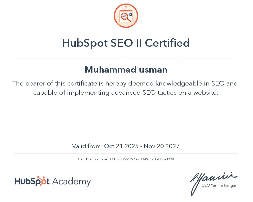 HubSpot SEO II Certified