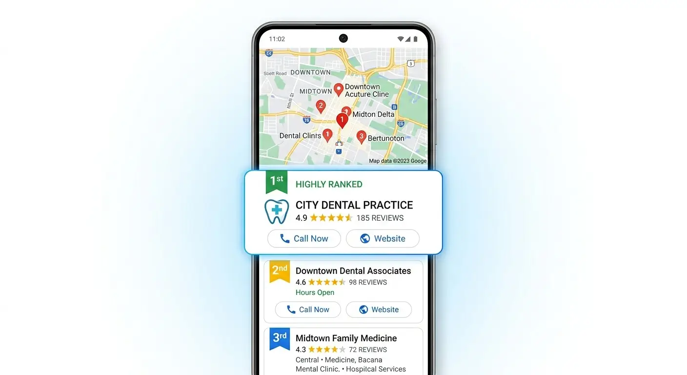 Medical Clinic Google Maps Local Pack Ranking Mockup