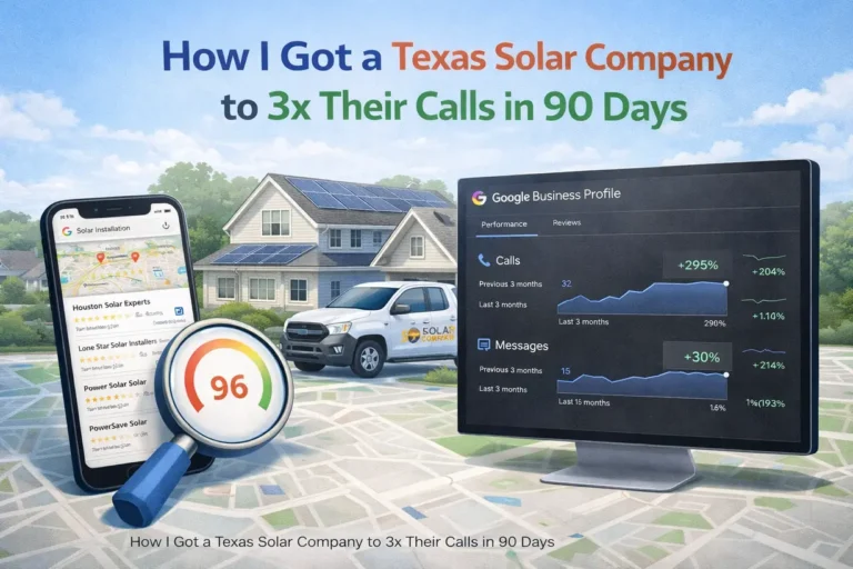 Solar company local SEO case study showing Google Business Profile growth and increased calls for a Texas solar installer