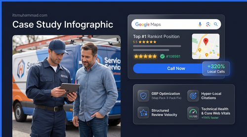 Local service contractor reviewing Google Maps 3-Pack rankings, verified Google Business Profile setup, review velocity, and call lead growth metrics.